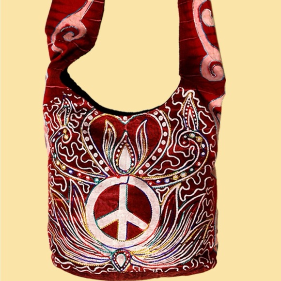 Gypsy Rose Perpetual Peace AARI Embroidered Cotton Baba Bag - Picture 1 of 13